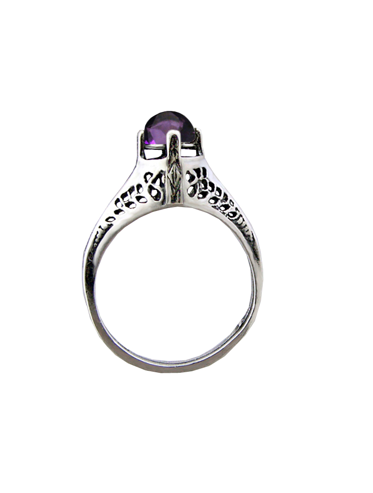 Sterling Silver Ring With Faceted Amethyst Size 7